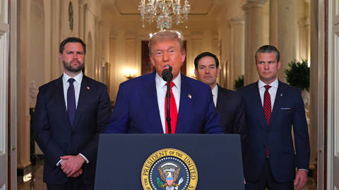 patten177_Carlos BarriaPOOLAFPGettyImages_trump_announces_iran_strikes