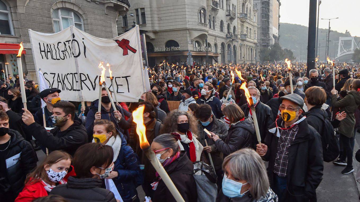 matei1_ATTILA KISBENEDEKAFP via Getty Images_hungary student protest