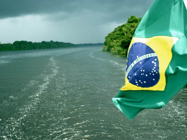 Brazil flag river climate change