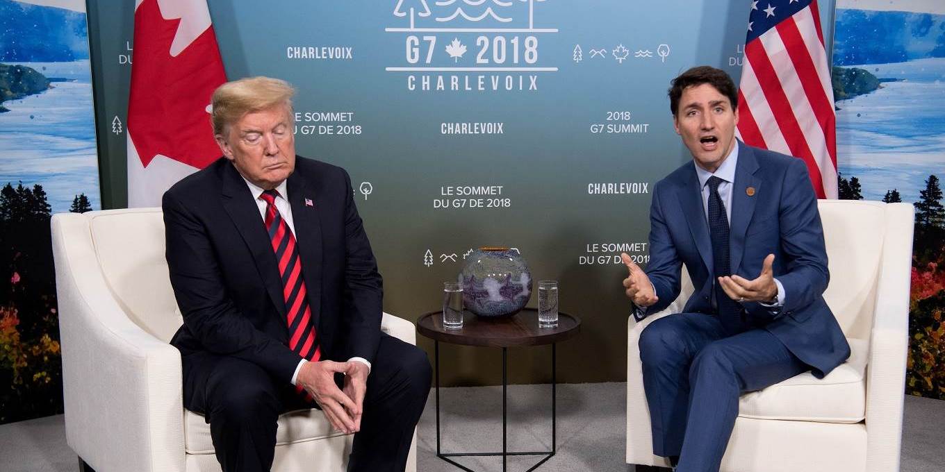 US President Donald Trump and Canadian Prime Minister Justin Trudeau hold a meeting on the sidelines of the G7 Summit
