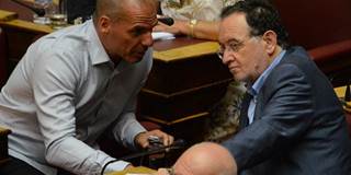 MP Panagiotis Lafazanis and Yanis Varoufakis