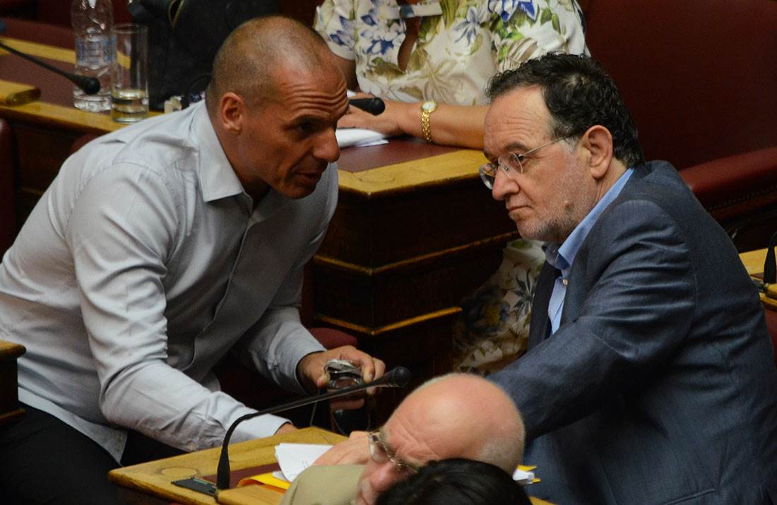 MP Panagiotis Lafazanis and Yanis Varoufakis