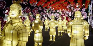LED lights light up life size terracotta warriors 
