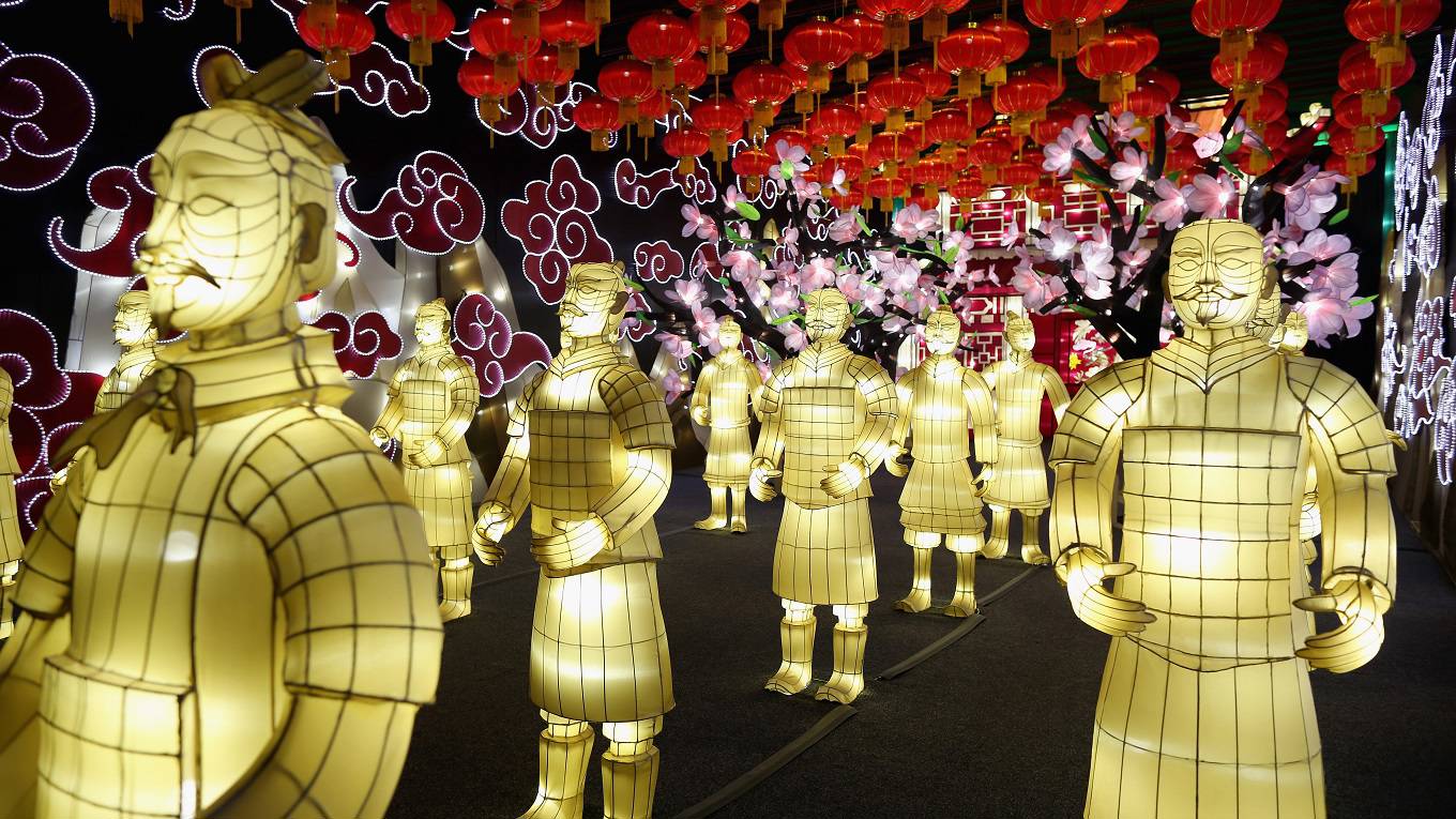 LED lights light up life size terracotta warriors