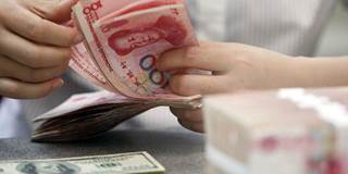 Renminbi stack of bills dollar