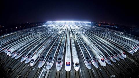 High-speed trains wait to be maintained in Wuhan, central China's Hubei Province