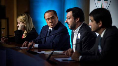 Giorgia Meloni, Silvio Berlusconi, Forza Italia leader and Matteo Salvini 