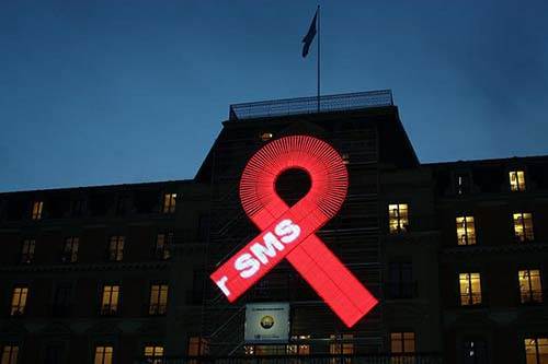 AIDS ribbon Palais Wilson