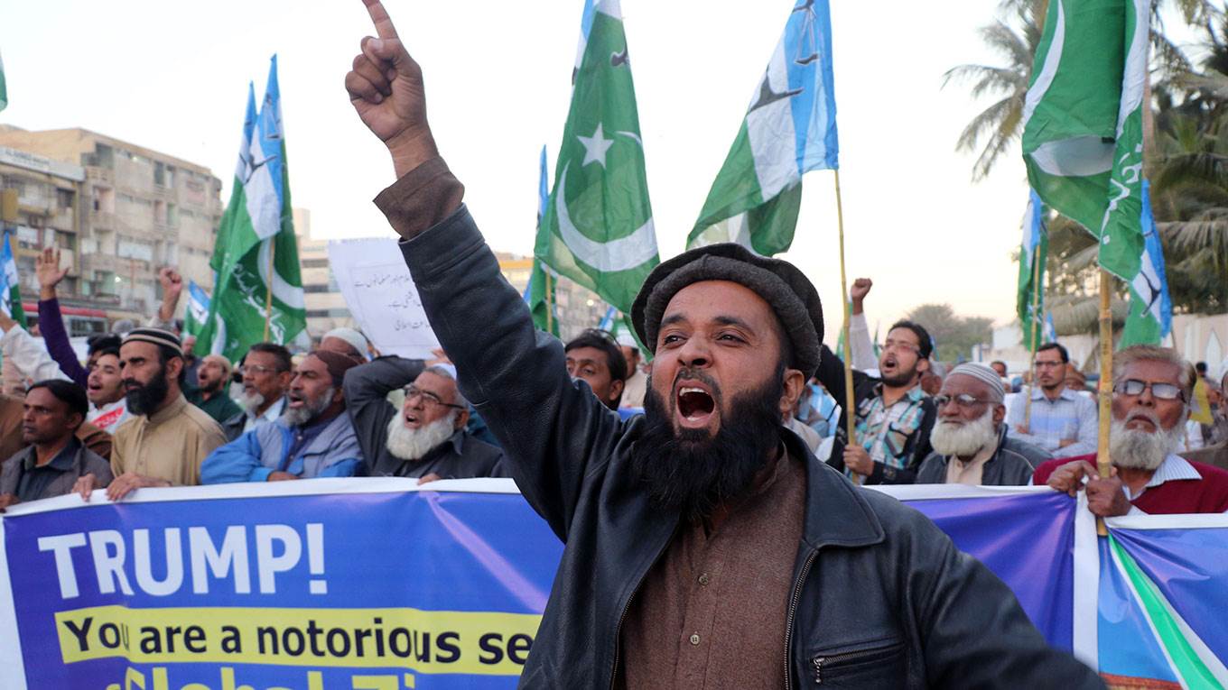 Protest against Donald Trumps recognition of Jerusalem as Israels capital in Karachi
