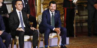  Labor and Industry and Deputy PM Luigi Di Maio and Interior Minister and Deputy PM Matteo Salvini attend the swearing in ceremony of the new government