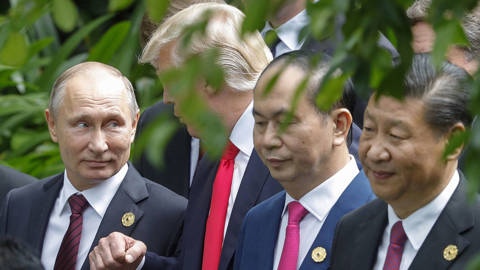 Vladimir Putin, Donald Trump and Xi Jinping