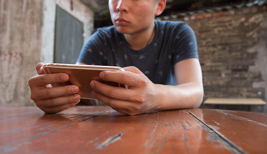 Man using mobile phone
